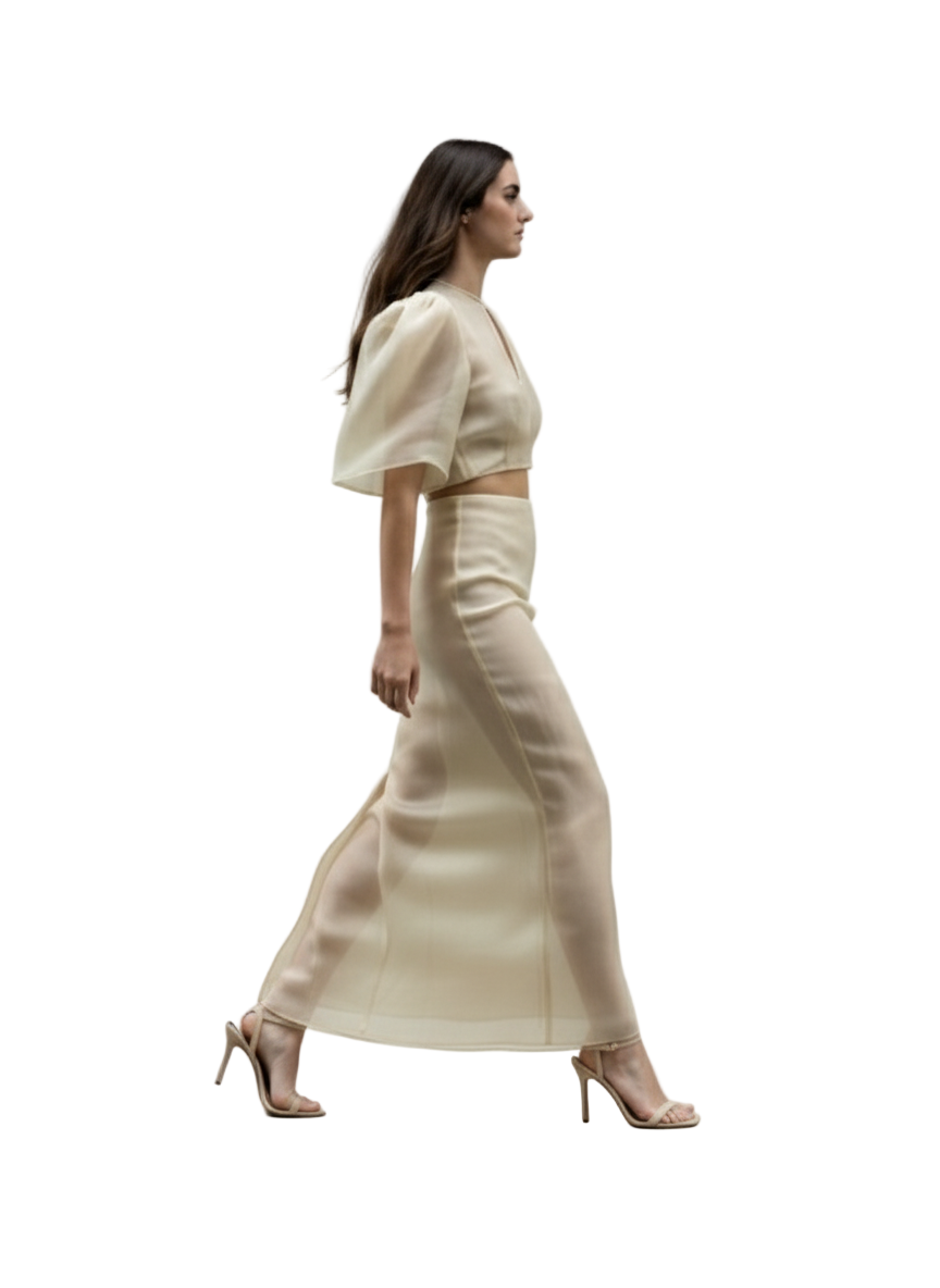 PROFUNDIS Falda de Columna de Organza